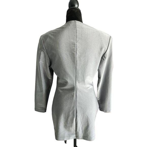 Tapemeasure Skirt & Jacket Women's Suit Gray Metallic Stretch M/L - Picture 4 of 11
